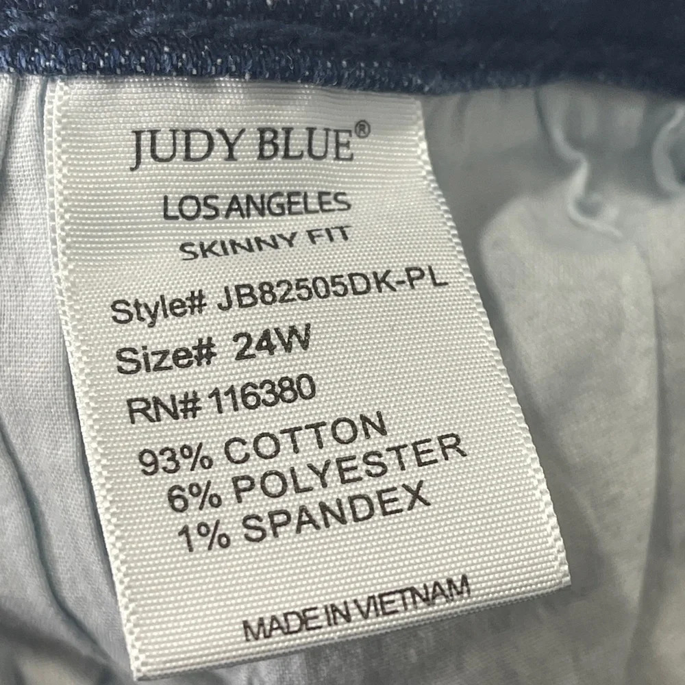 Judy Blue Dark Wash Mid Rise Skinny Fit Jeans Size 24W Stretchy No Distress - Picture 8 of 9